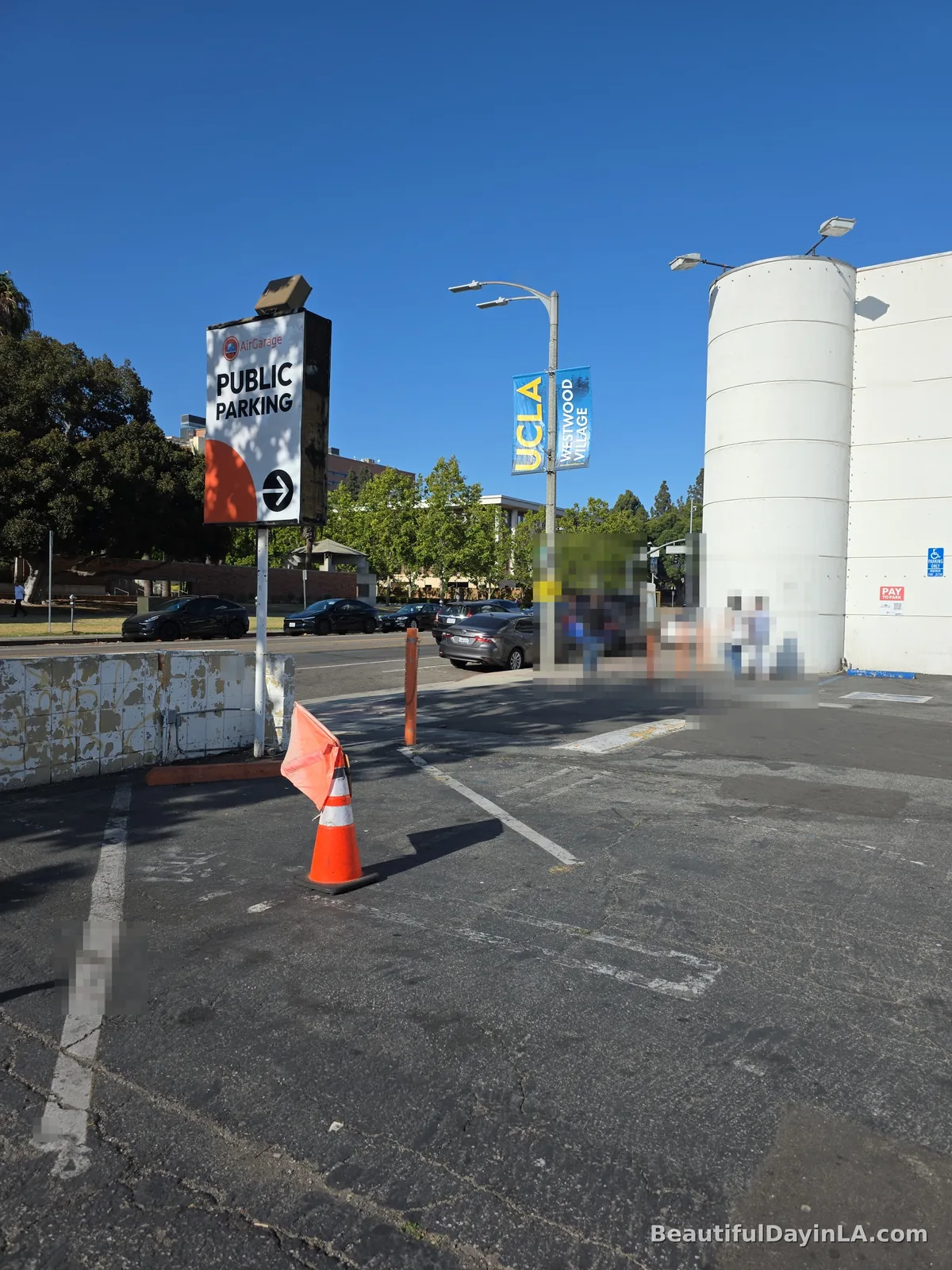 Public parking garage entrance on Broxton Avenue in Westwood Village